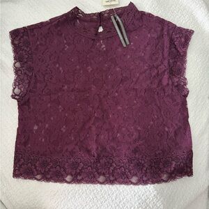 Anthro NWT Elegant Lace Women's Top - Purple